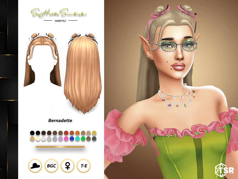 Женская прическа Bernadette Hairtyle Sims 4