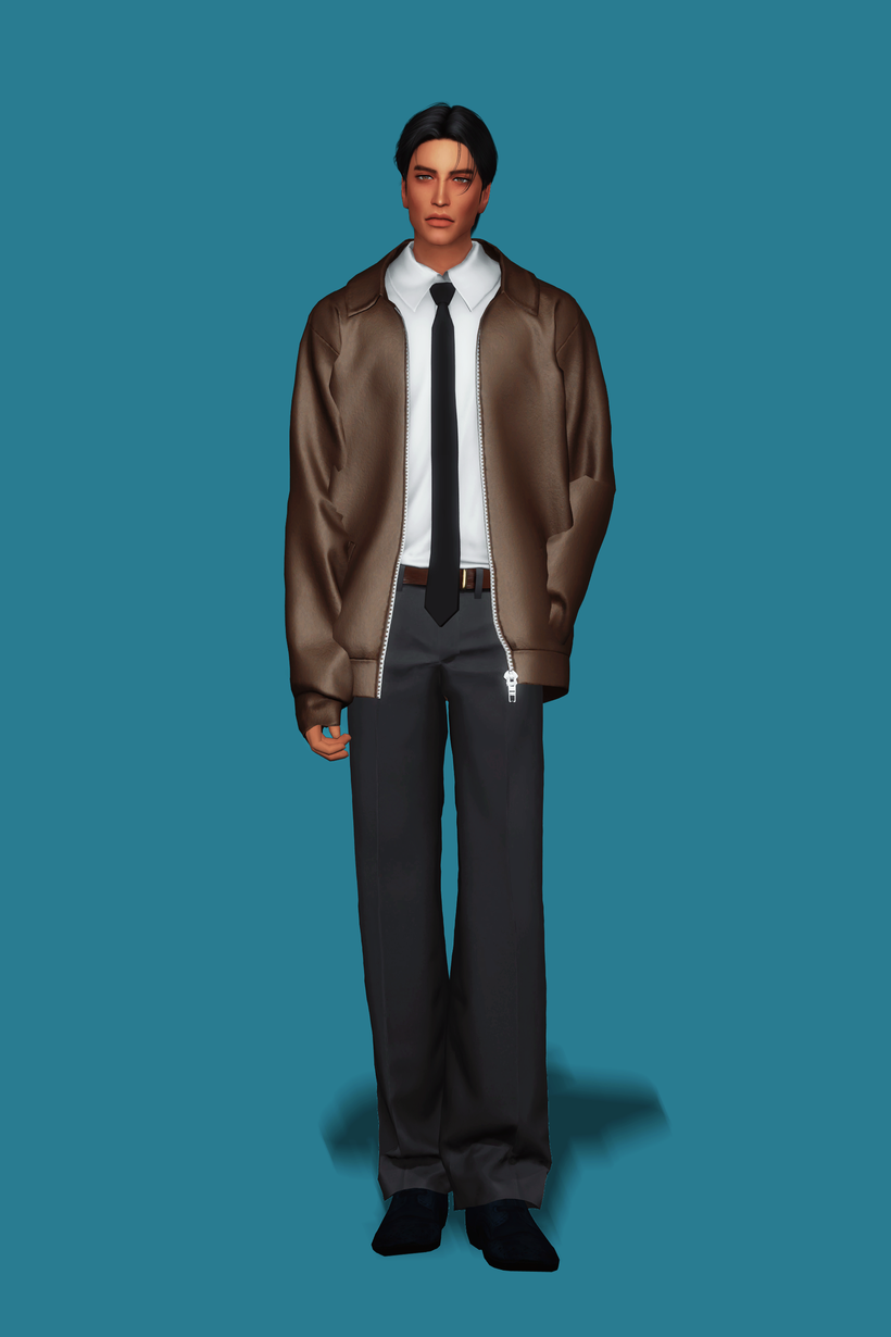 Комплект одежды Leather Jacket w Shirt Sims 4
