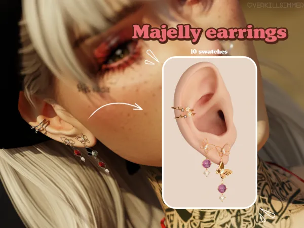 Пирсинг Majelly Earrings Sims 4