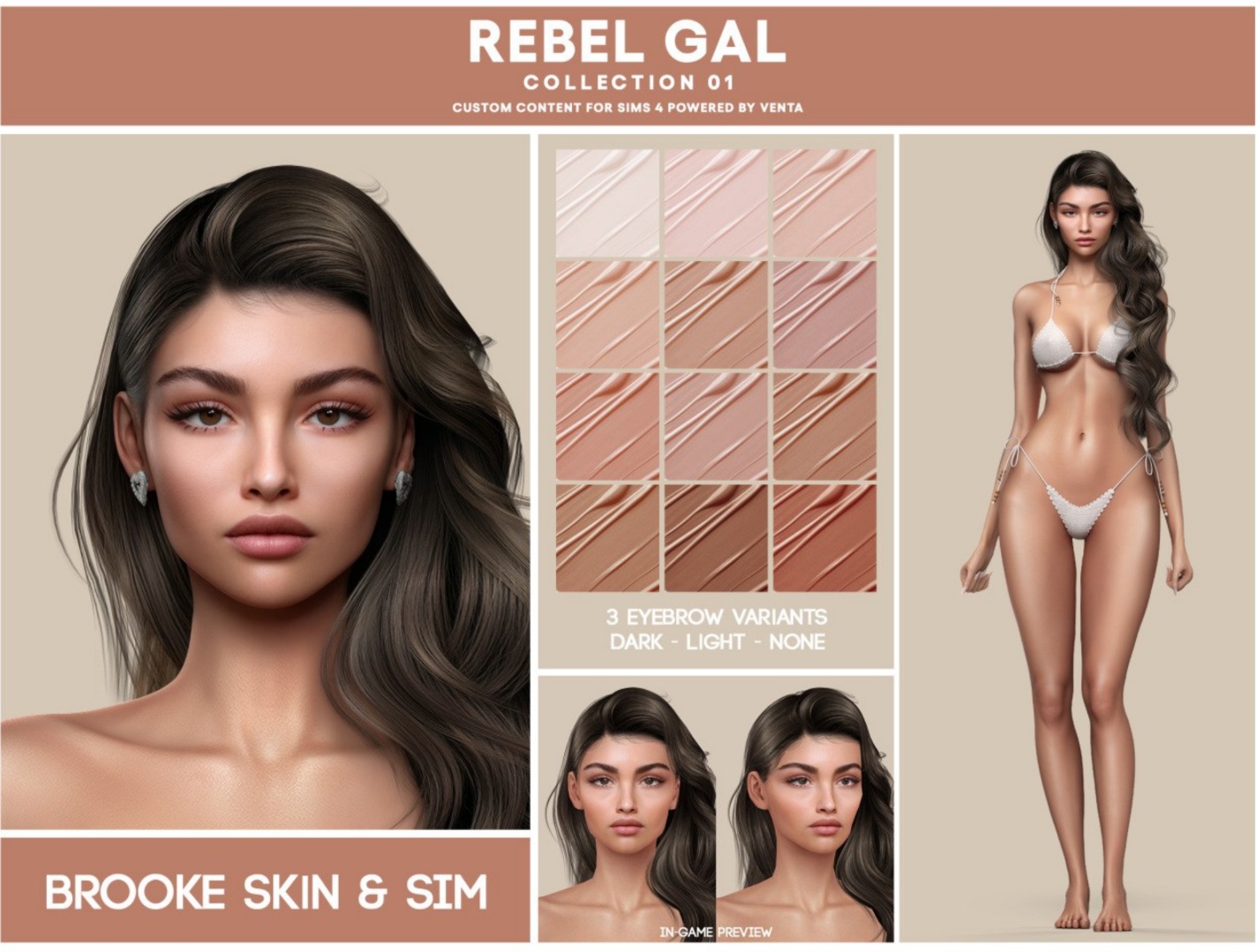 Скинтон Brooke Skin Sims 4