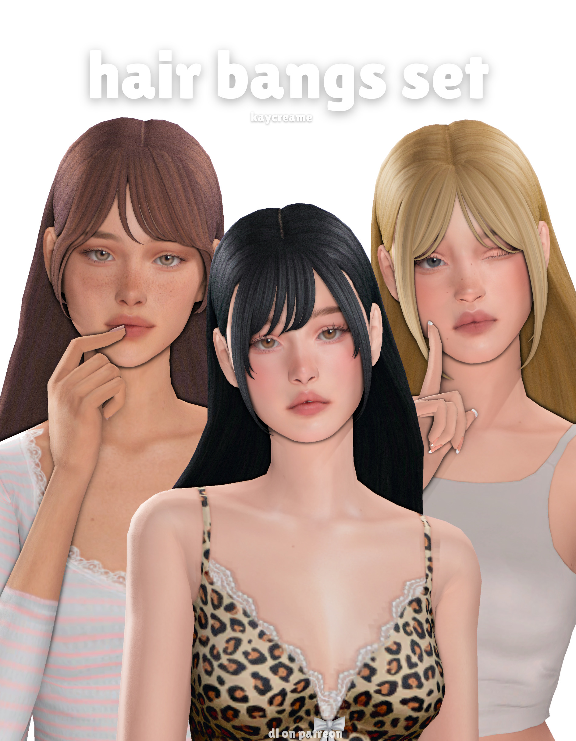 Накладные челки Hair Bangs Set Sims 4