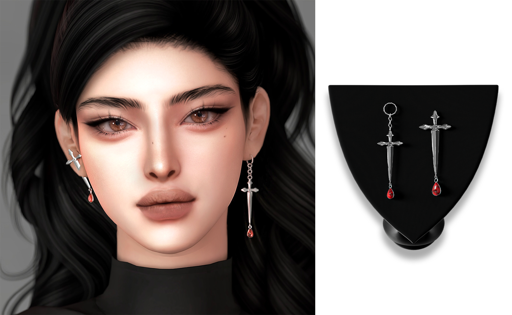 Серьги Silver Sword Earrings Sims 4