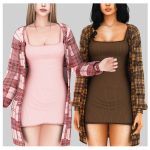 Вязанный комплект Hailey Dress With Cardigan Sims 4