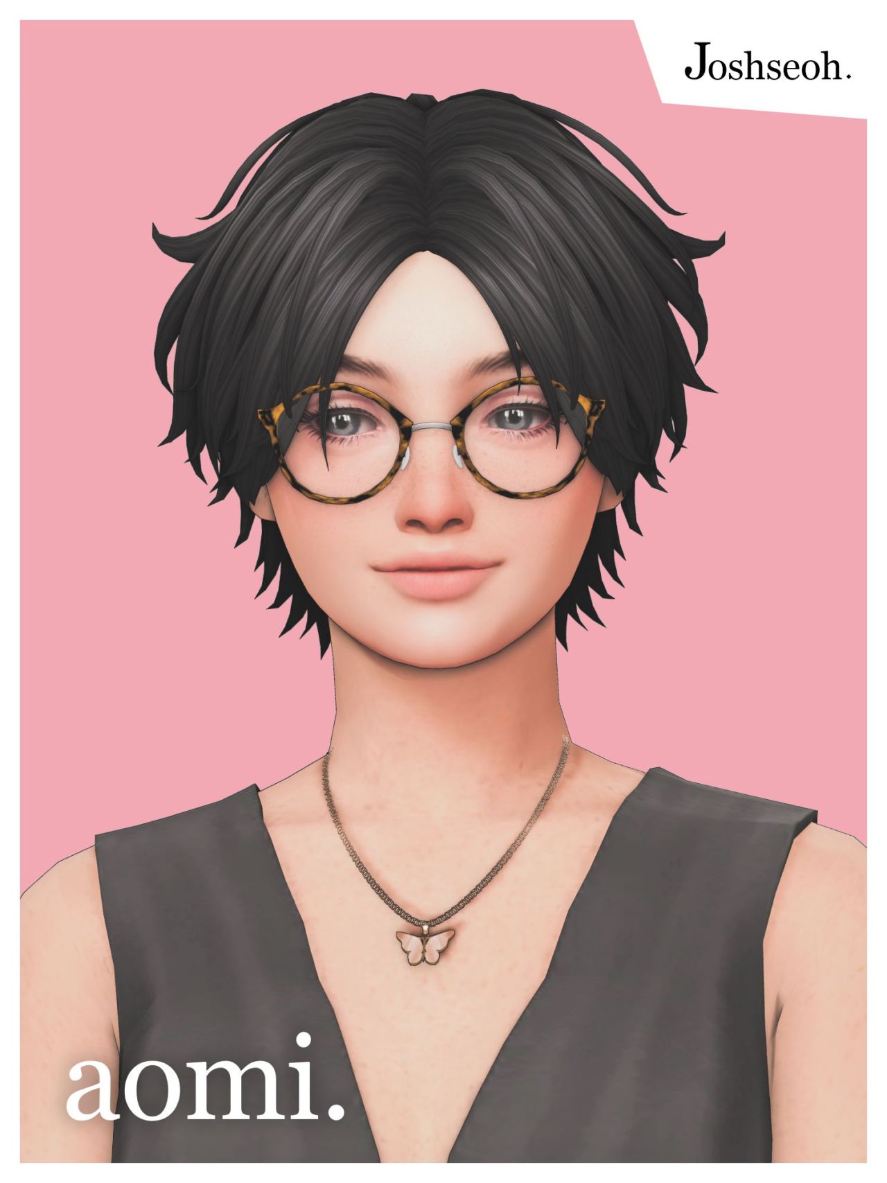 Прическа Aomi Hair Sims 4