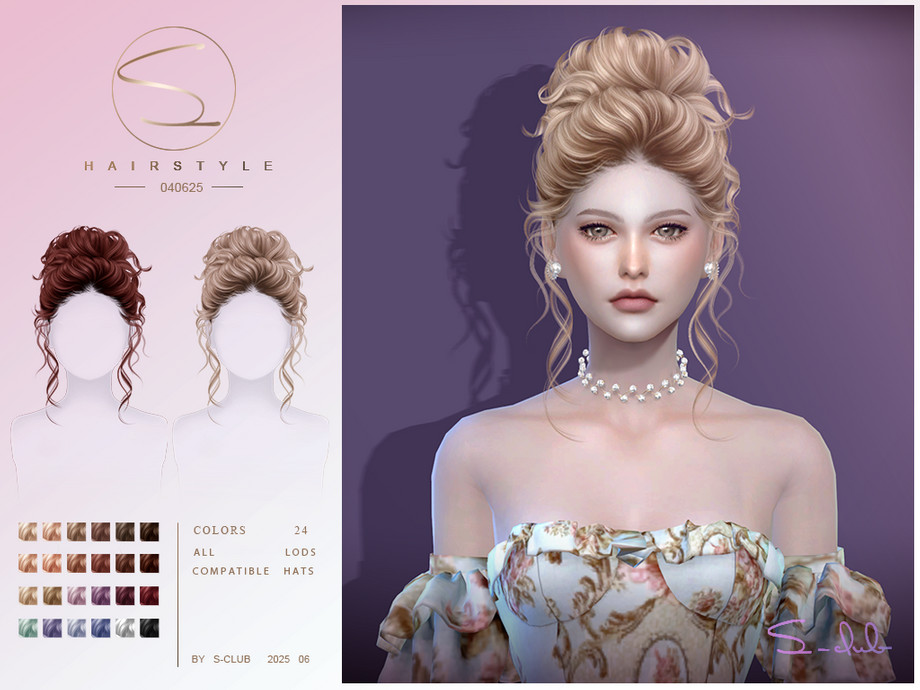 Женская прическа 040725_Classical updo hairstyle Sims 4