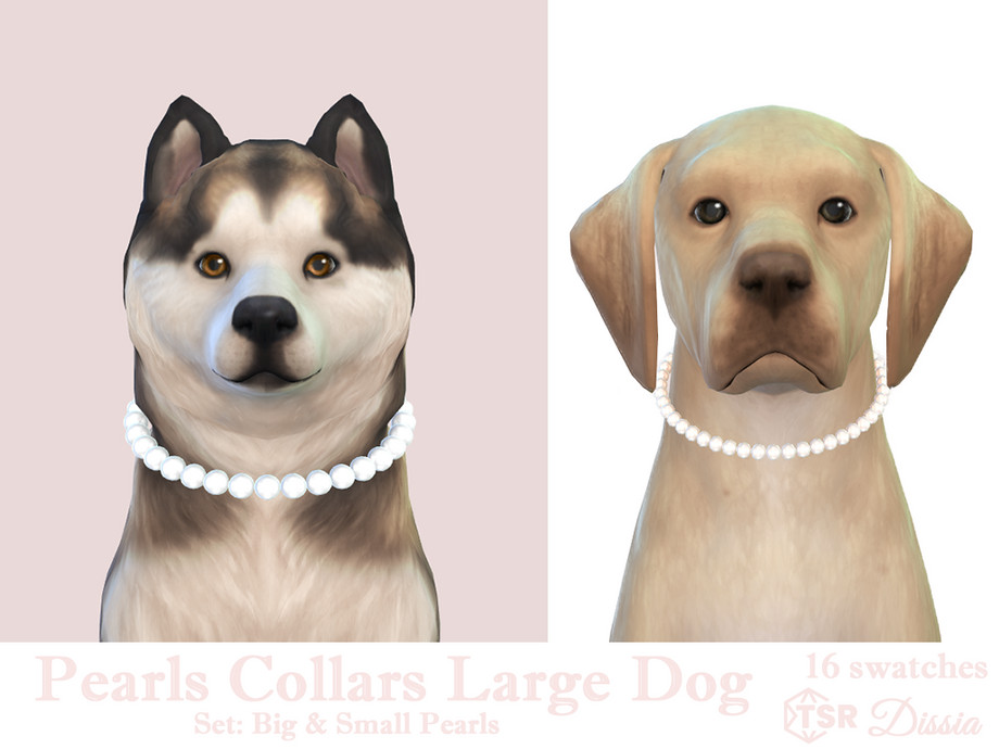 Жемчужные ошейники для питомцев Pearls Collars Set Sims 4