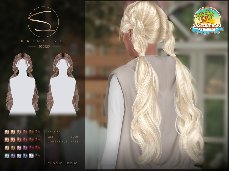 Прическа Double Braids Vacation Vibes Sims 4
