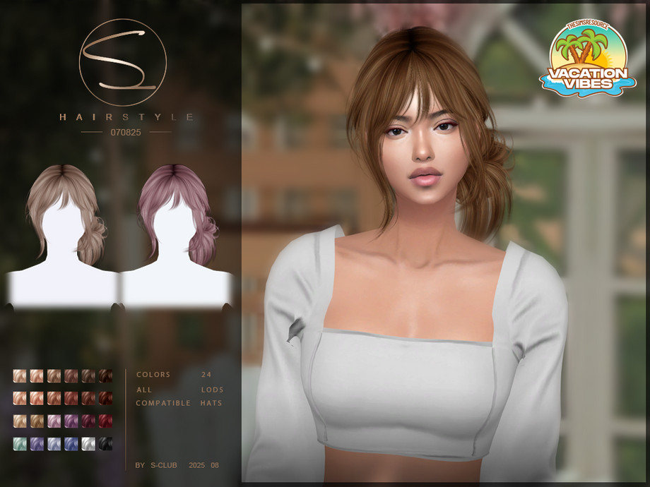 Прическа Updo Vacation Vibes Sims 4