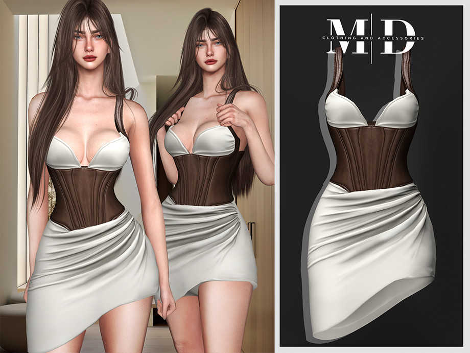 Платье Simple Corset Dress NA029 Sims 4