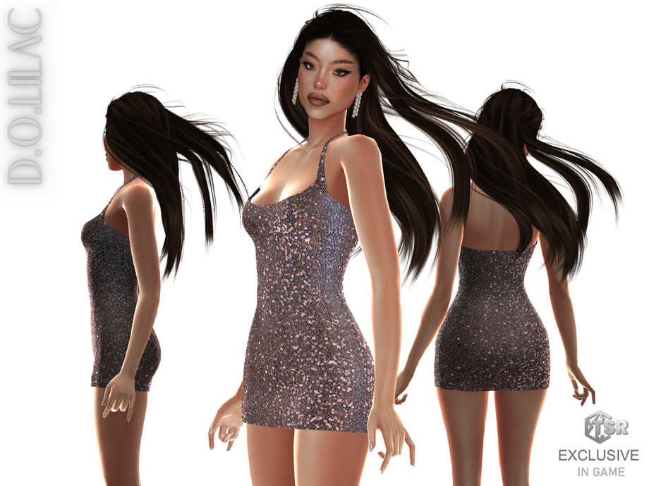 Платья Sequin Mini Dress DO0947 Asymmetric Mini Dress DO0948 Sims 4
