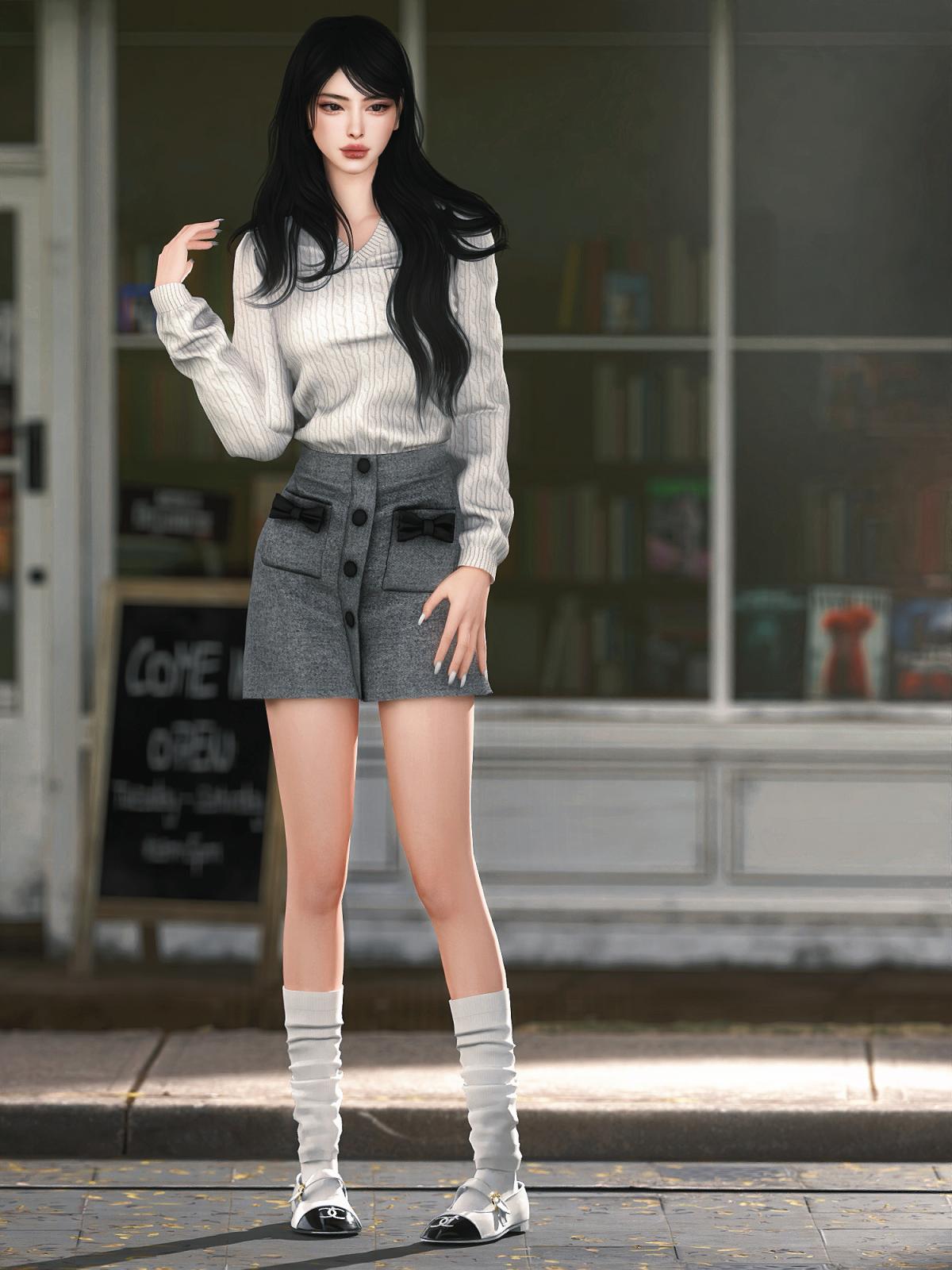 Обувь Chanel Low Heel Mary Jeans Sims 4