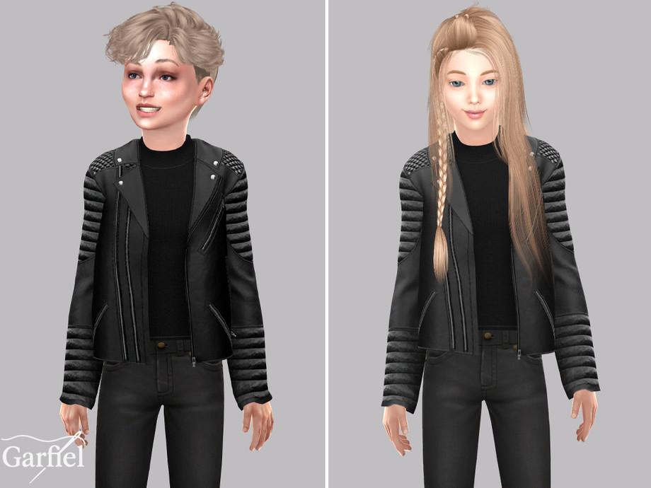 Косуха Black biker jacket with quilted sleeves Sims 4
