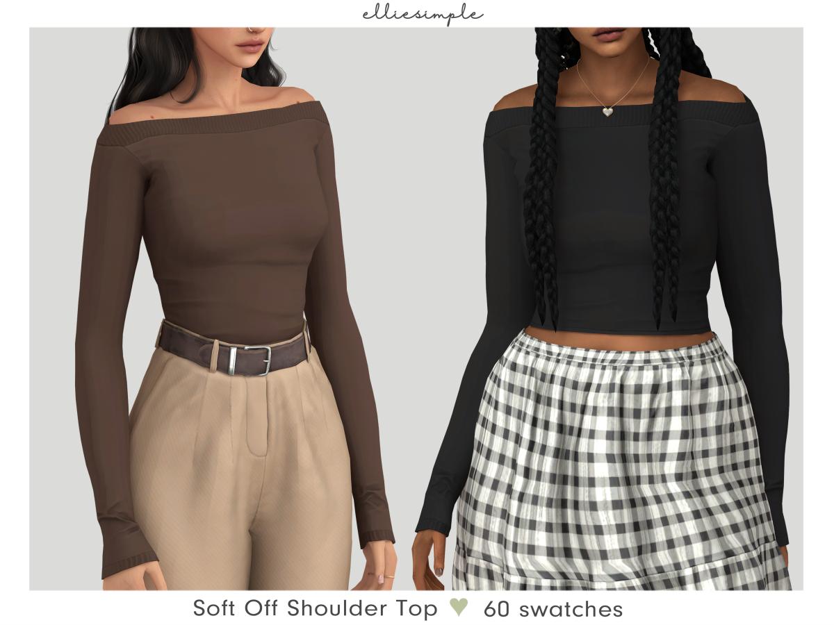 Лонгслэв Soft Off Shoulder Top Sims 4