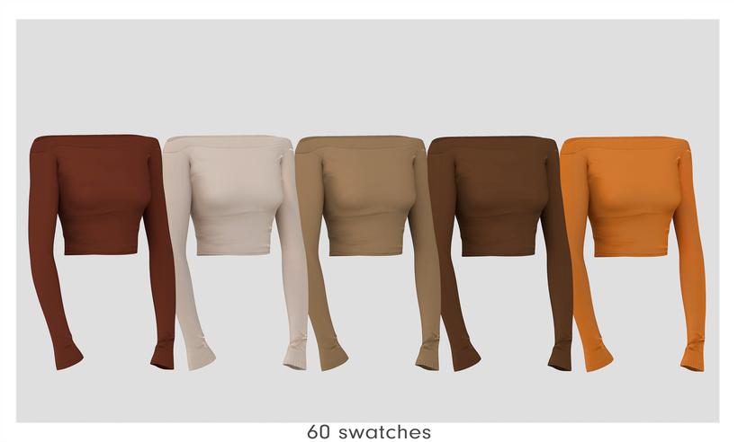 Лонгслэв Soft Off Shoulder Top Sims 4
