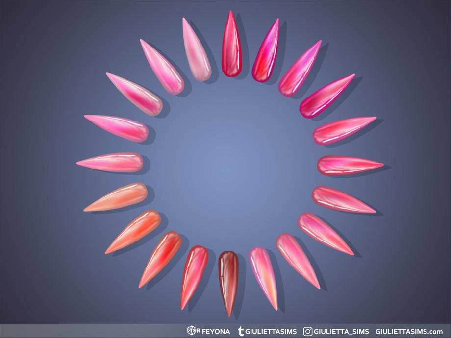 Маникюр Berry Cute Long Stiletto Berry Colors Cat Eye Nails Sims 4