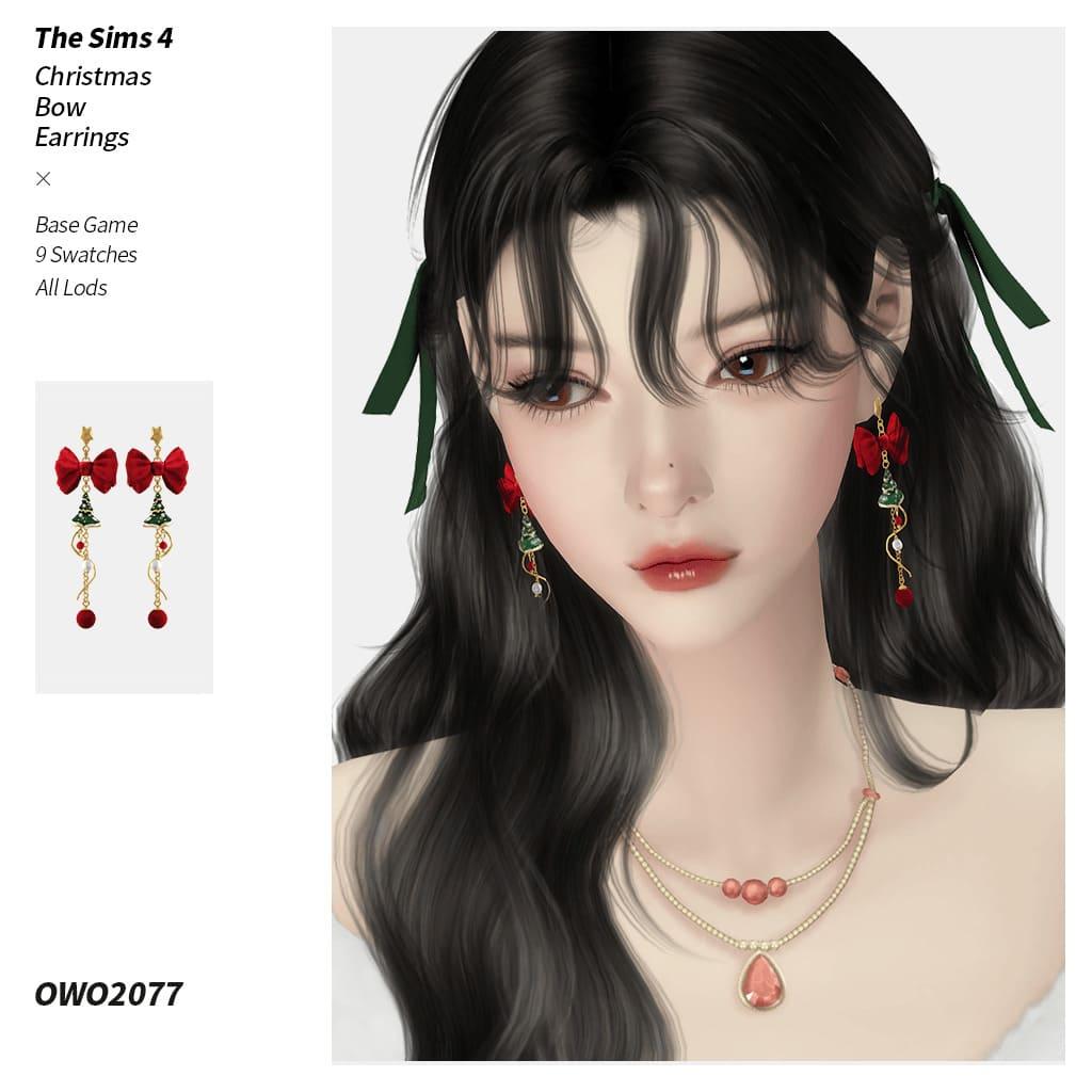 Новогодние серьги Christmas Bow Earrings Sims 4