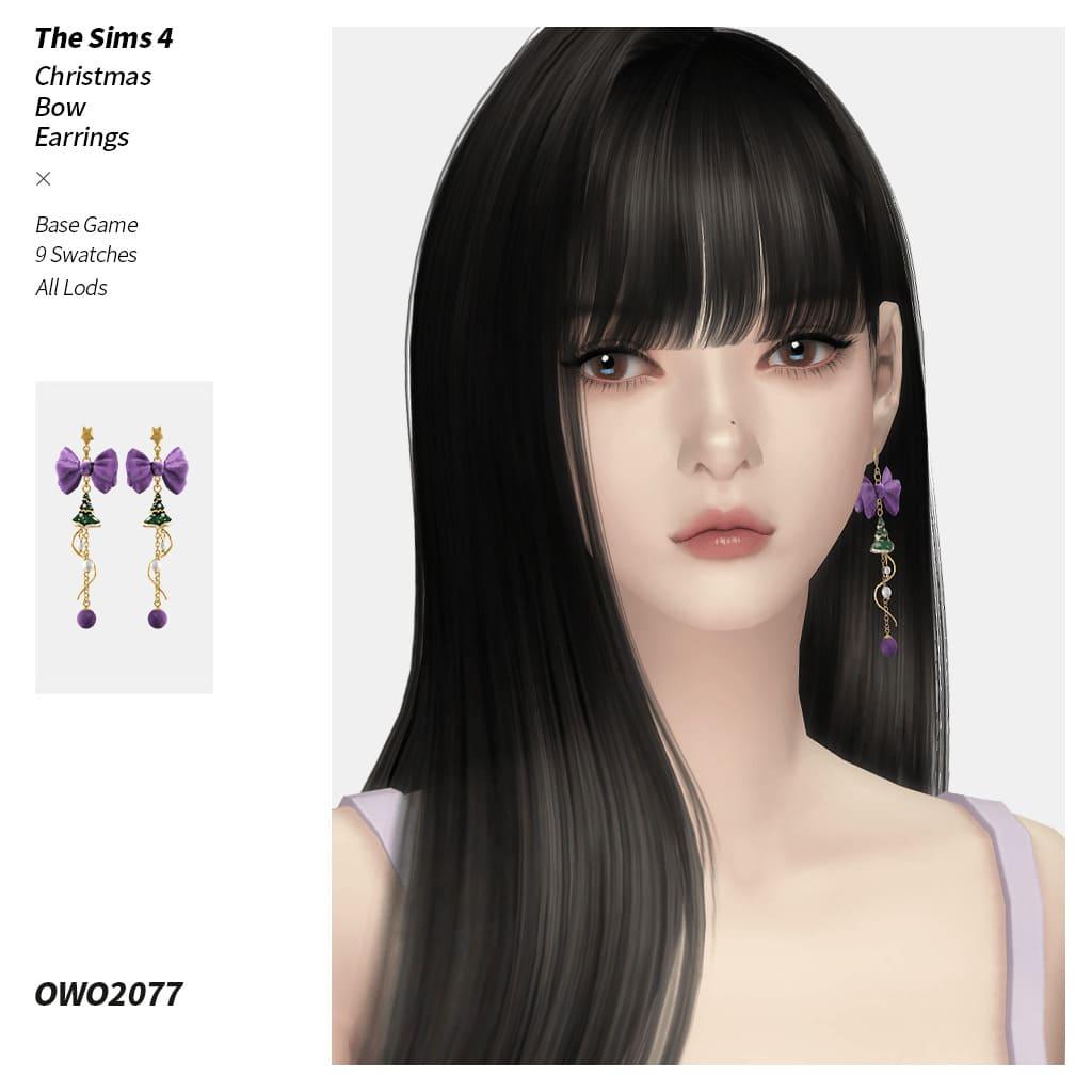 Новогодние серьги Christmas Bow Earrings Sims 4