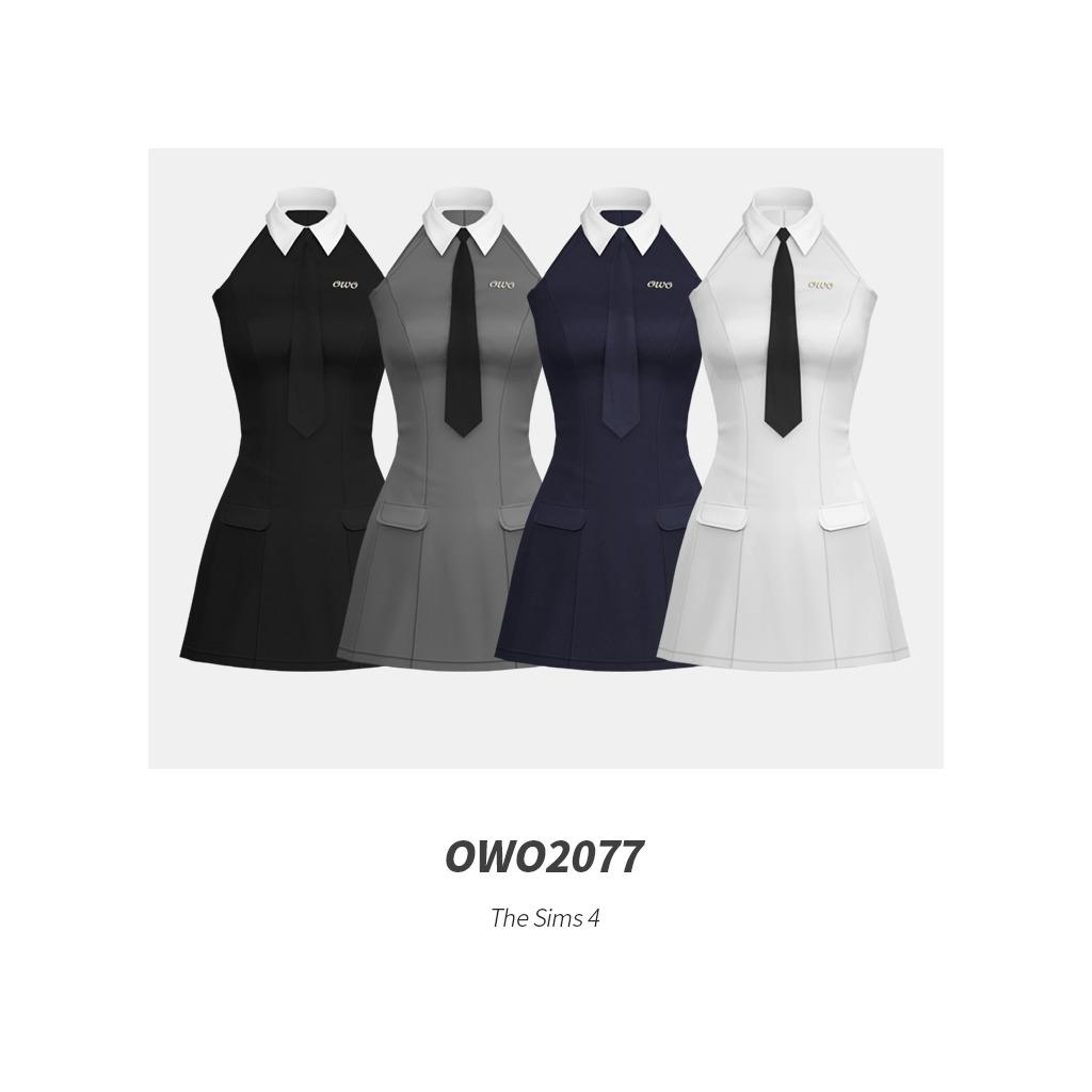 Платье Chic Halter Neck Tie Dress Sims 4