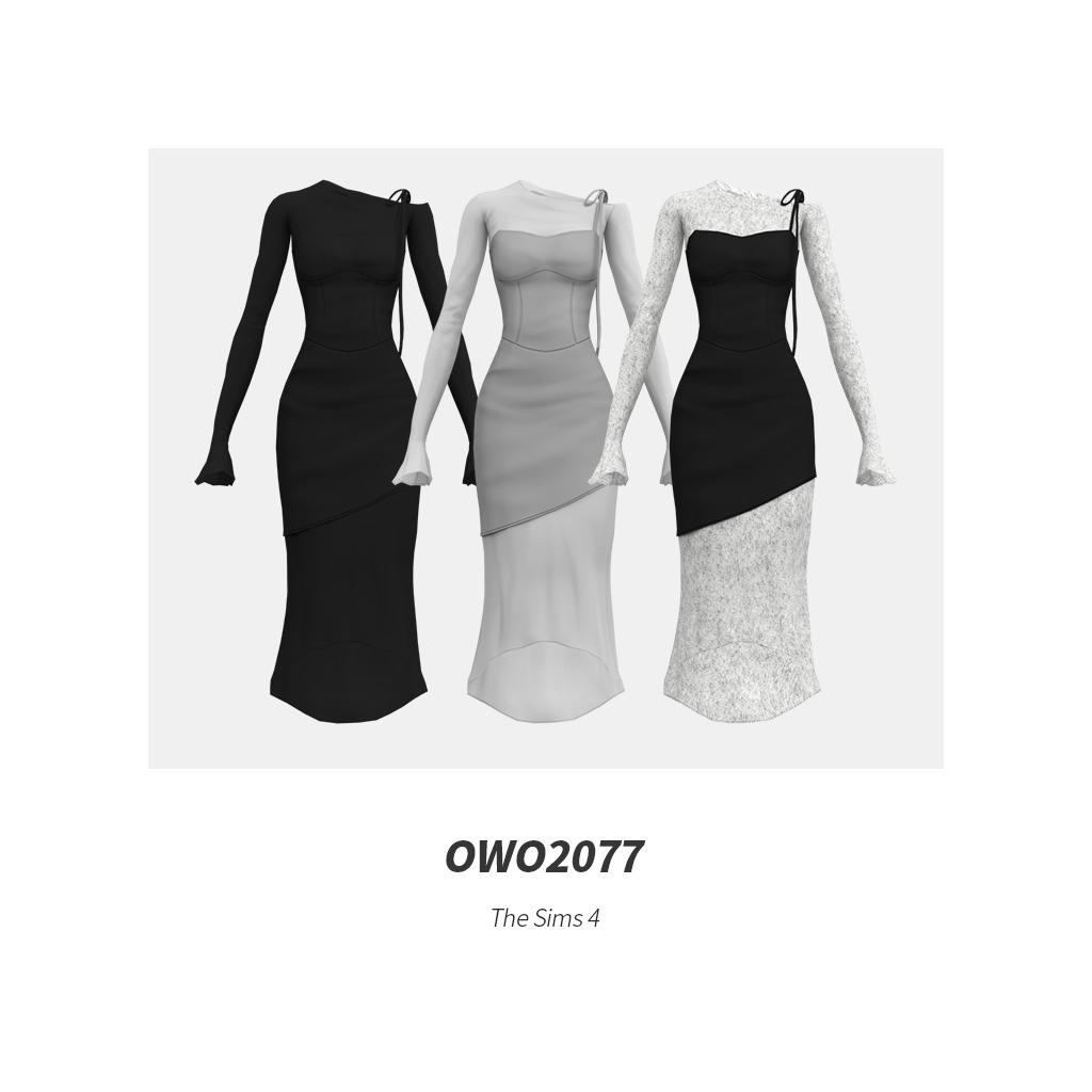 Платье Layered Irregular Slim Dress Sims 4