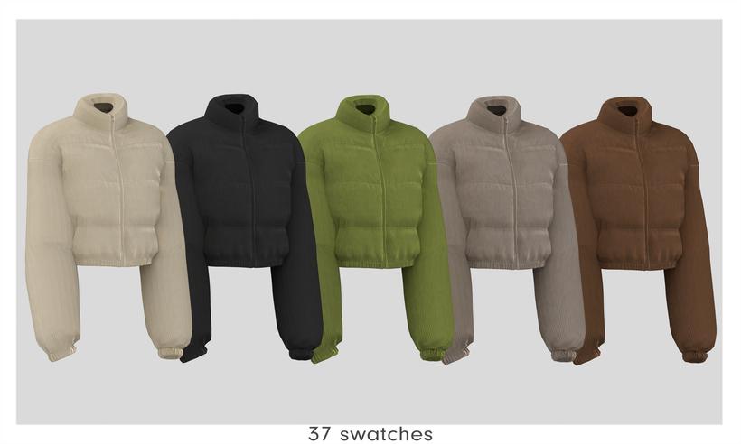 Пуховик Ribbed Puffer Jacket Sims 4