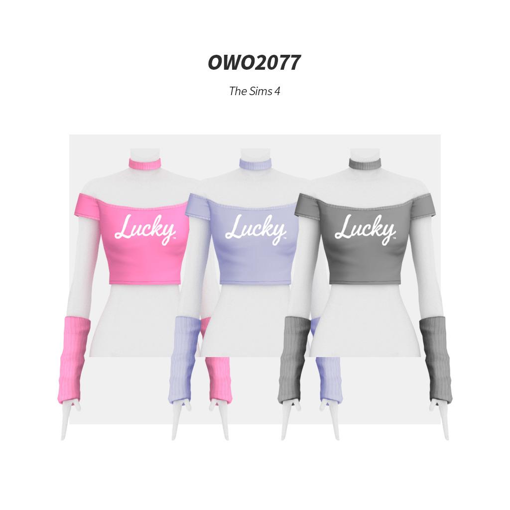 Топ Y2K Lucky Graphic Top Sims 4