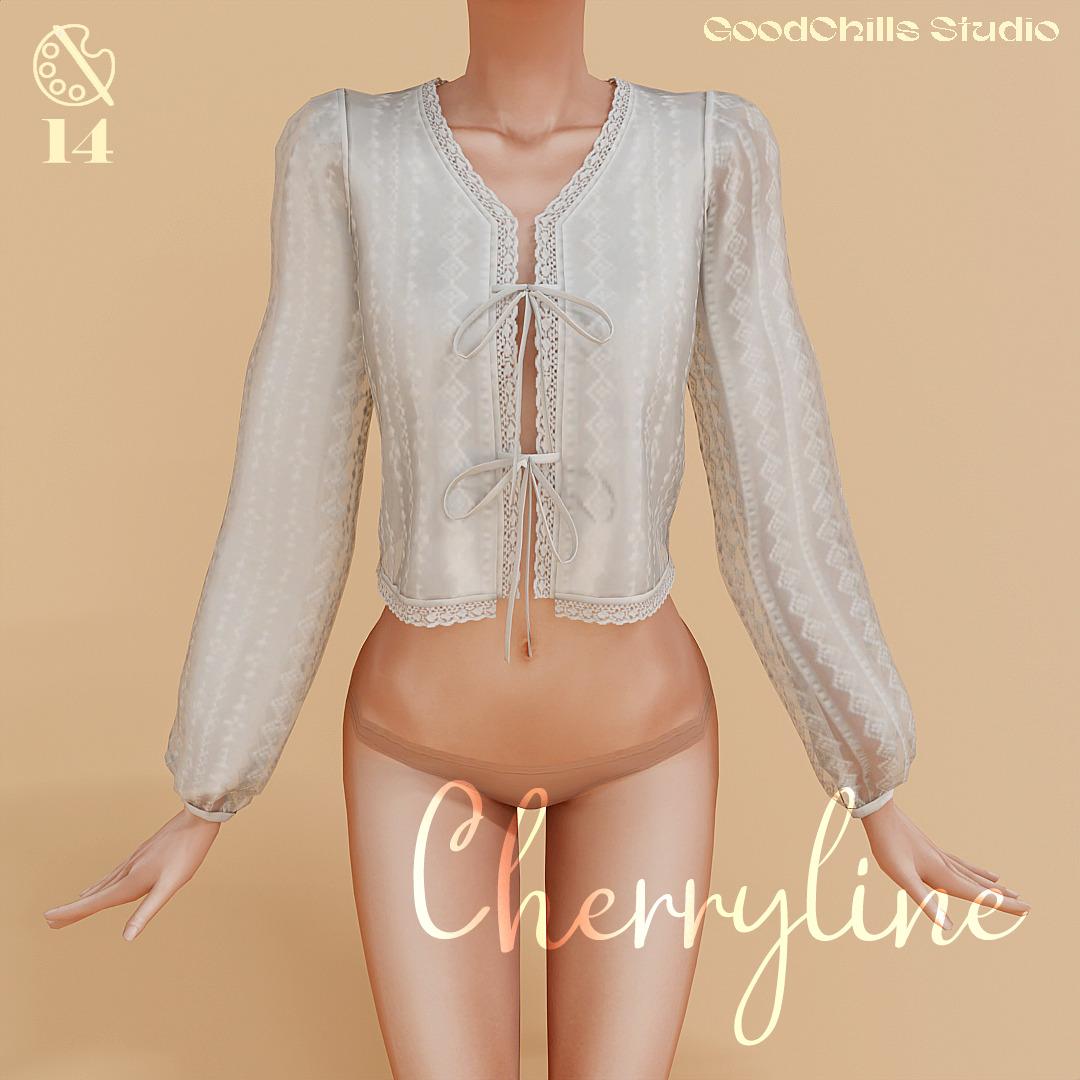 Рубашка Cherryline Lace Tie Front Sims 4