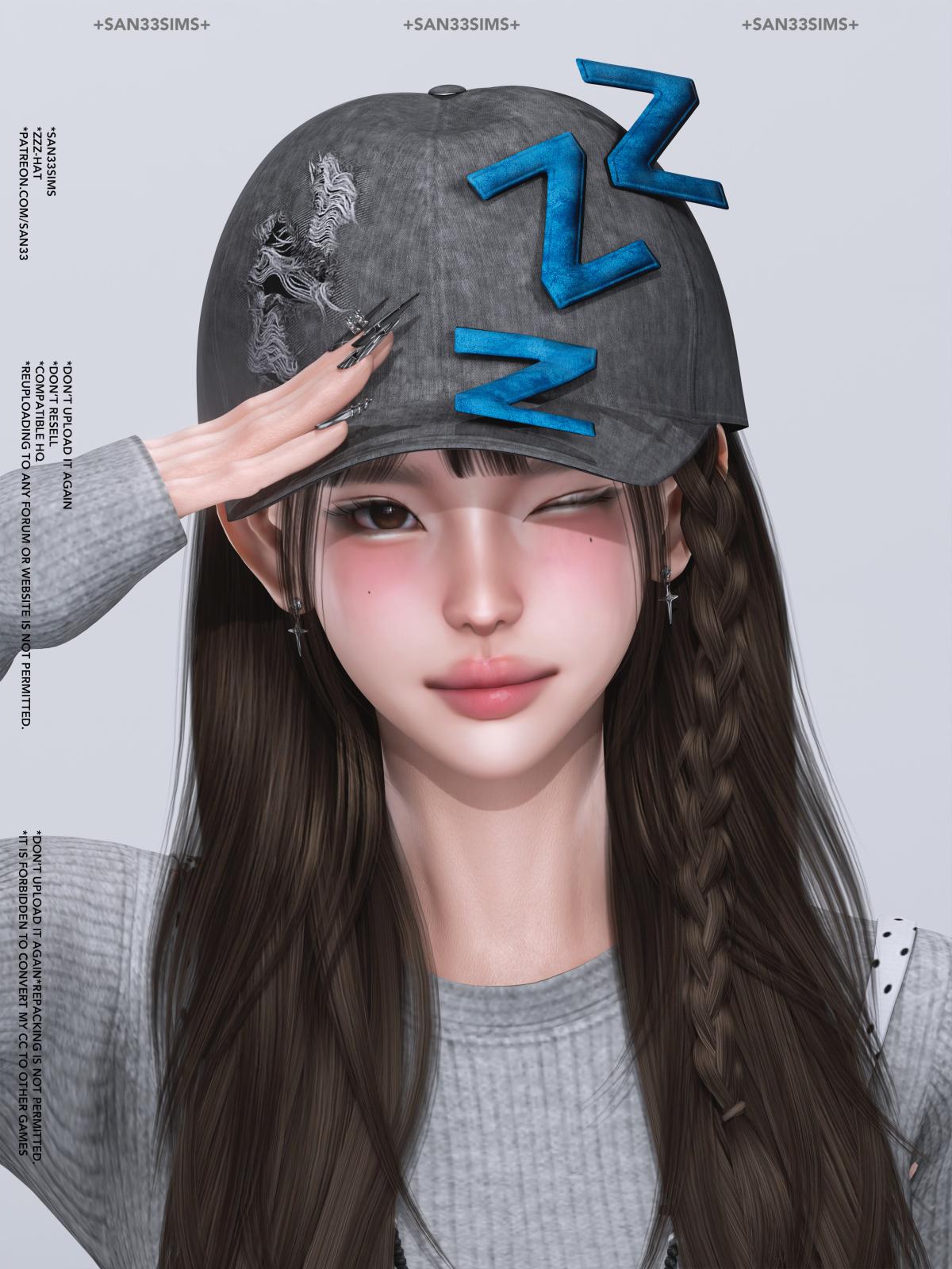 Бейсболка ZZZ HAT Sims 4