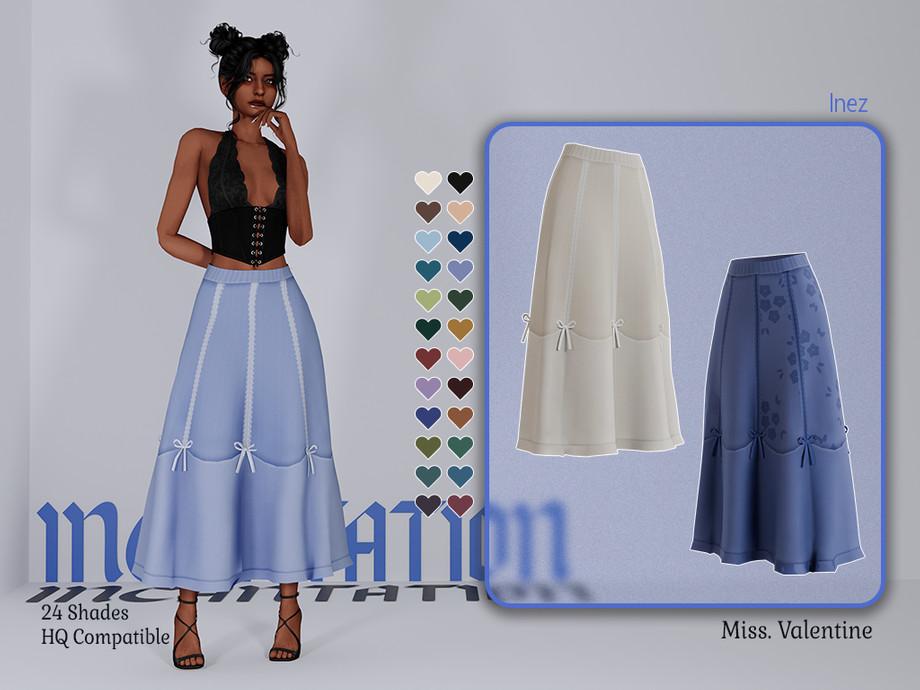 Юбка Inez Puffy Long Skirt Sims 4