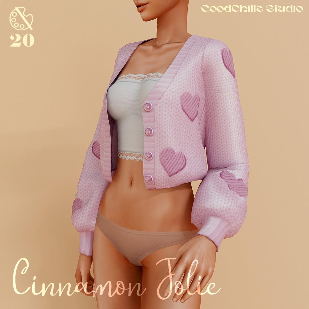 Комплект Cinnamon Jolie Chunky Knit Cropped Cardigan Sims 4