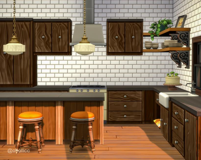 Кухня Woodland Charm Part VII Hearth Homestead Sims 4