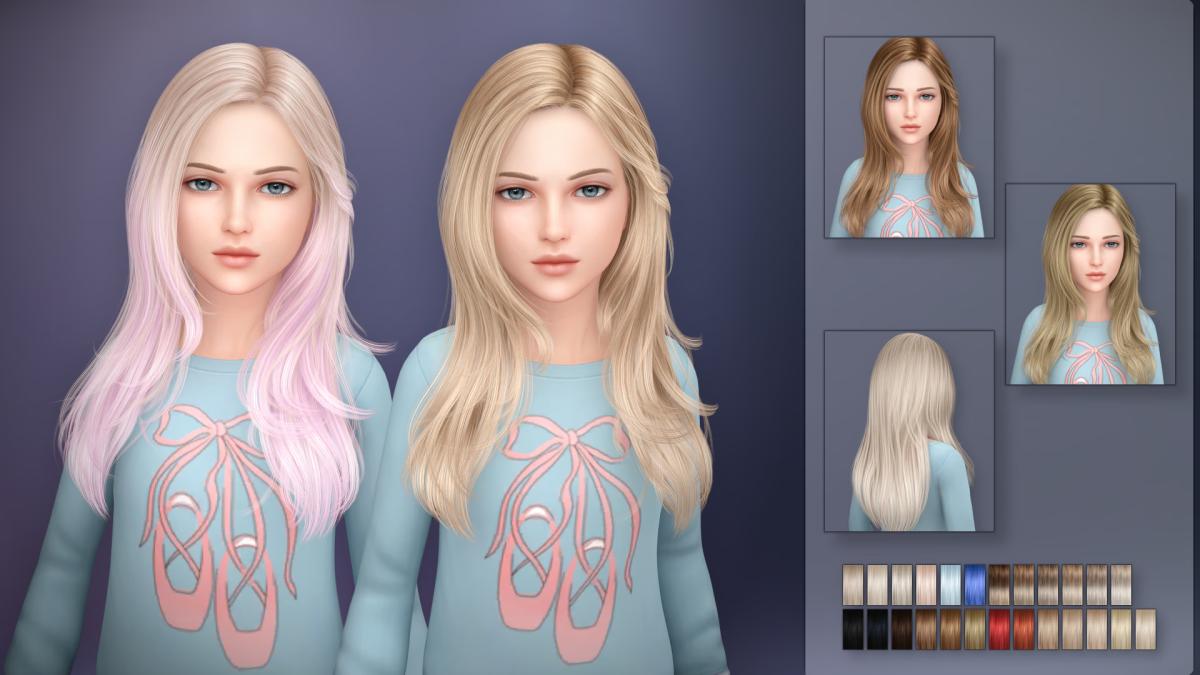 Прическа Nadine Hairstyle Sims 4