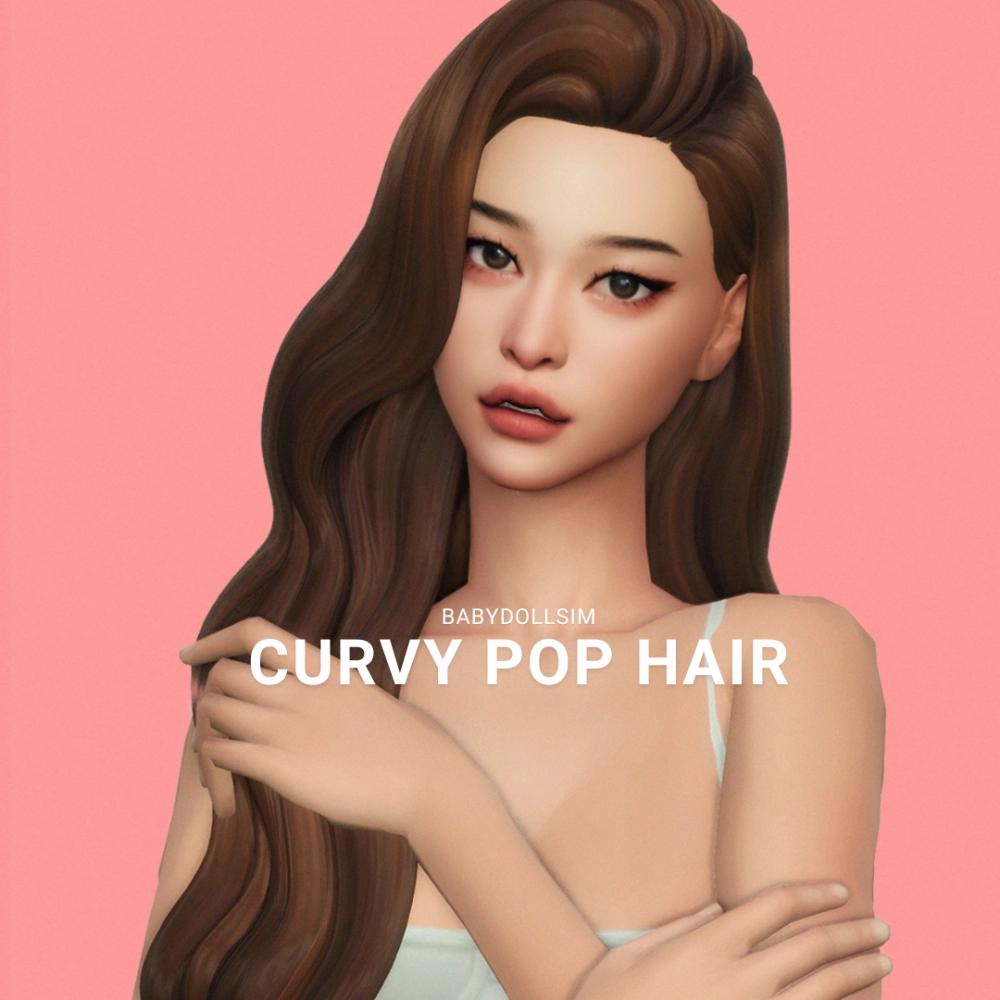 Прическа Curvy Pop Hair Sims 4