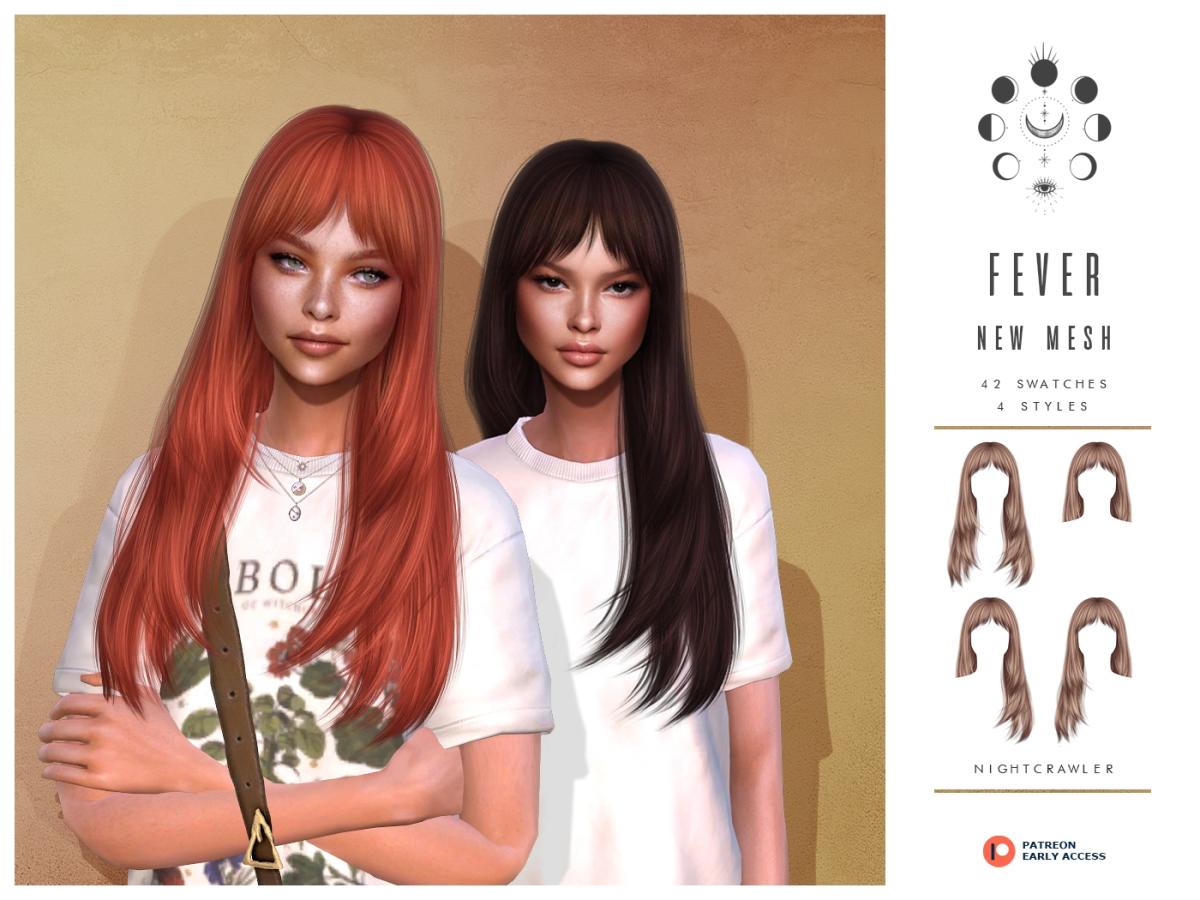 Прическа Fever Hair Sims 4