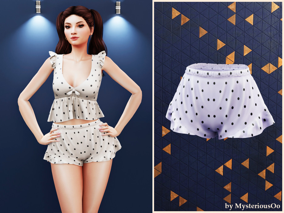Комплект Polka Dot Ruffle Pajama Sims 4