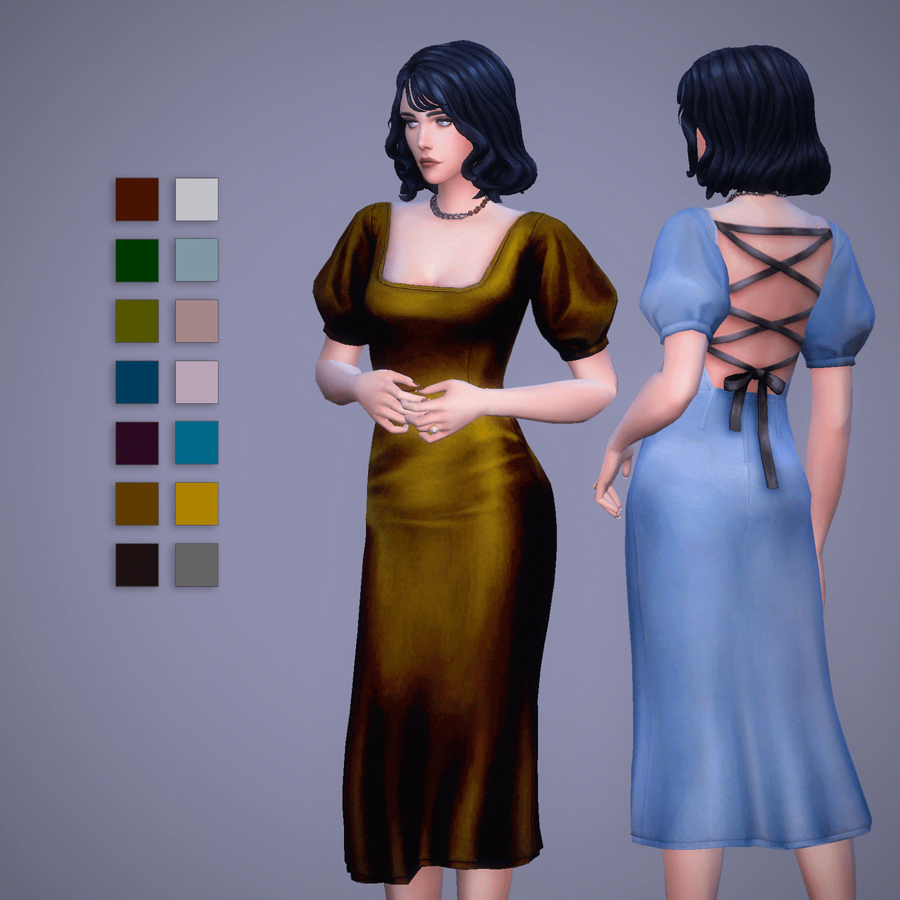 Платье Eloise Velvet Dress Sims 4