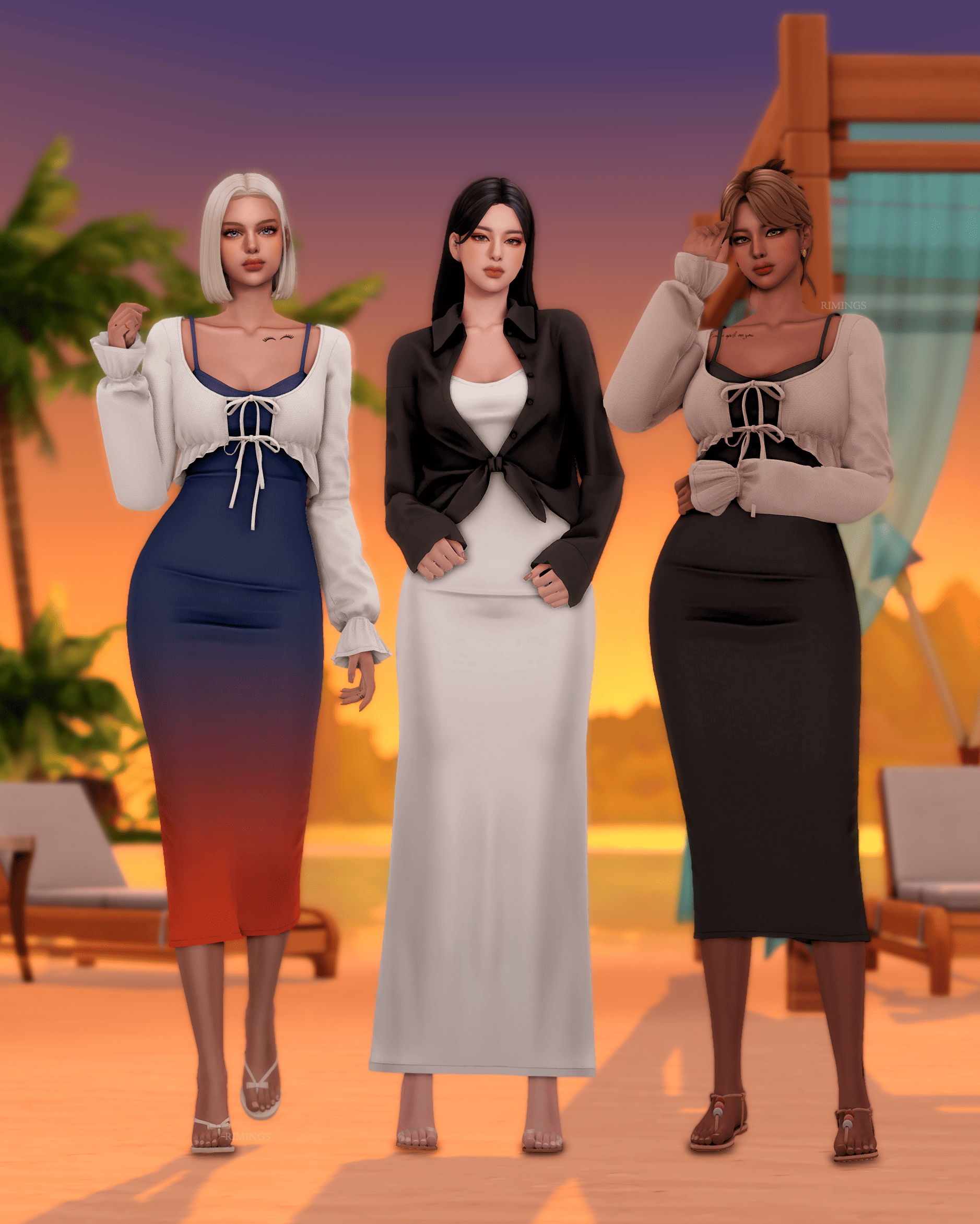 Пляжный сет Sunset Beach Sims 4