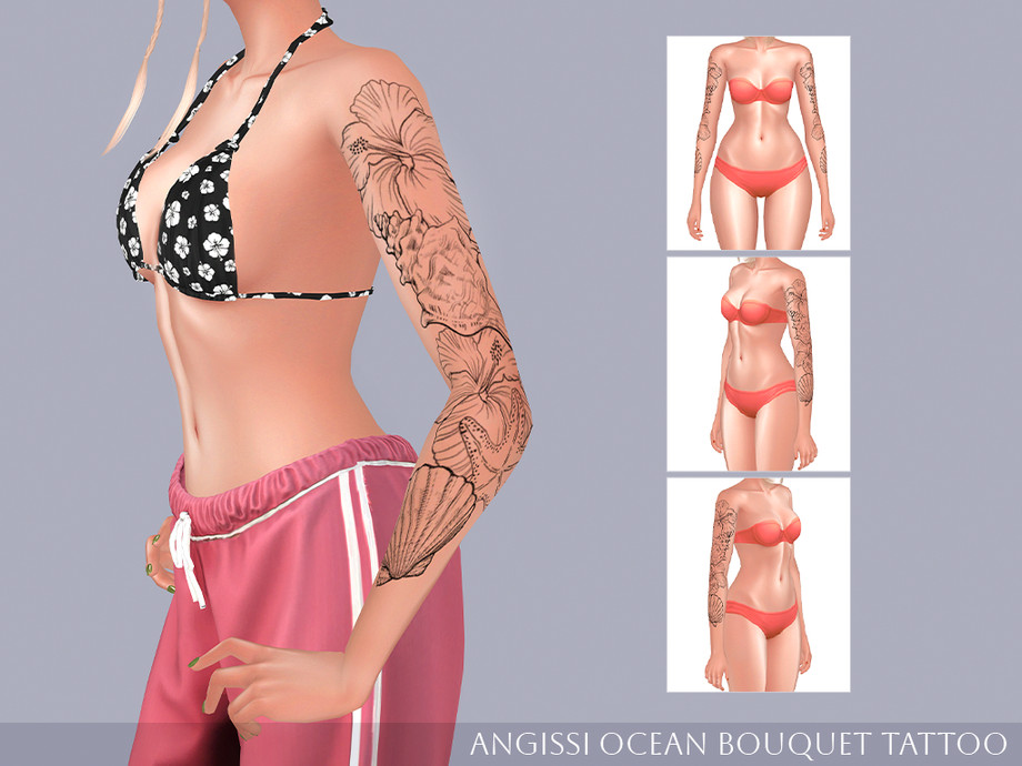 Татуировка Ocean Bouquet Tattoo Sims 4
