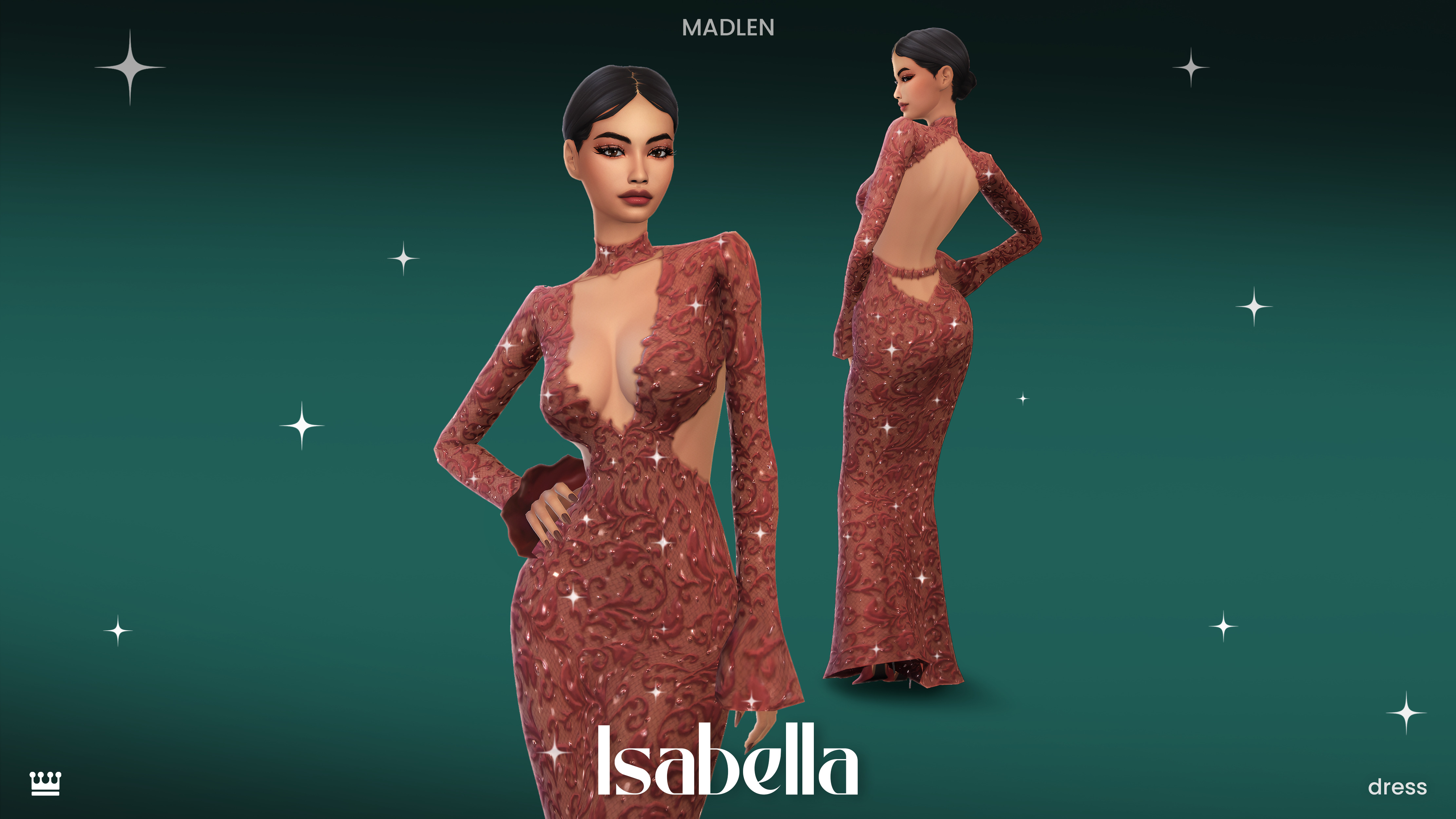 Платье Isabella Dress Sims 4