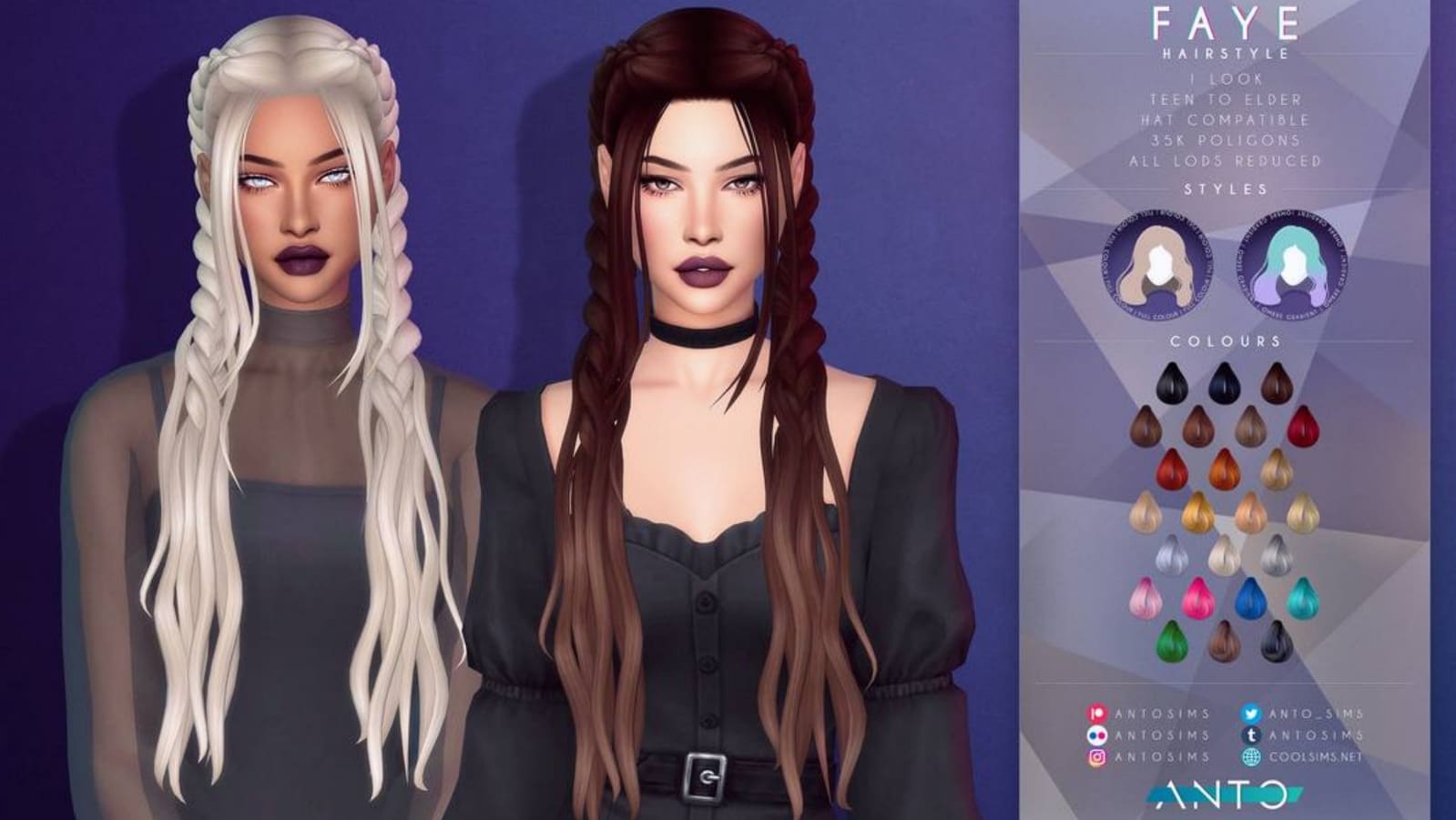 Прическа Faye Hairstyle Maxis Match Sims 4