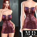 Платье Elvira Leather Mini Dress Sims 4