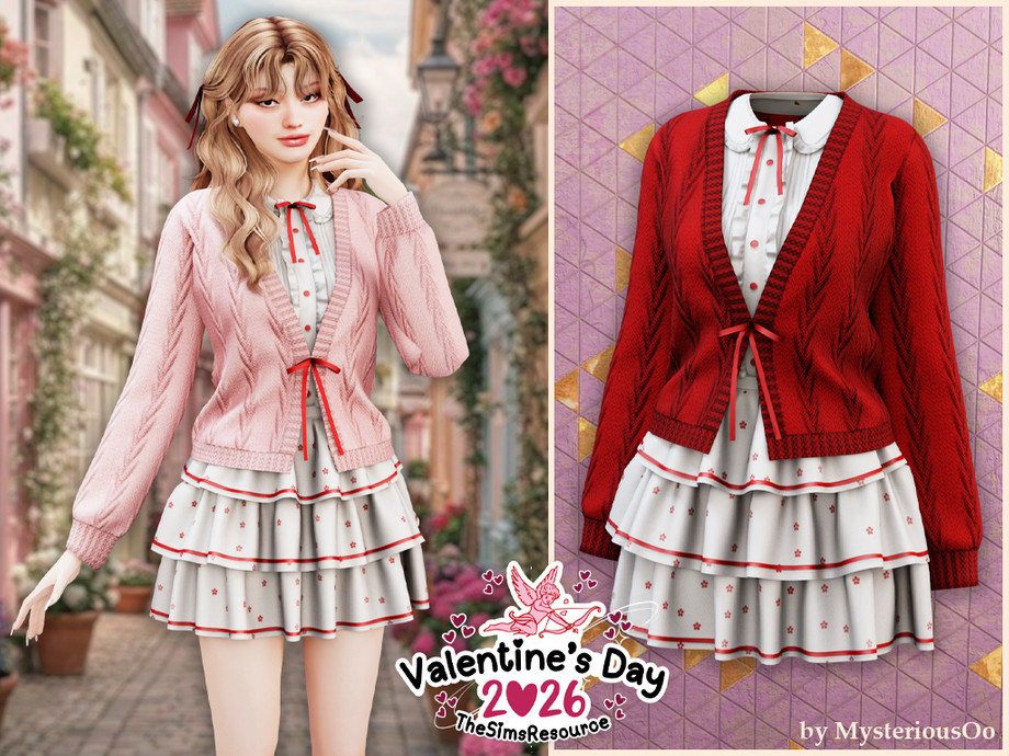 Наряд Sweet Vintage Ribbon Outfit Sims 4