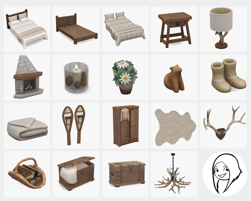 Спальня Snuggly Chalet Cc Set Sims 4