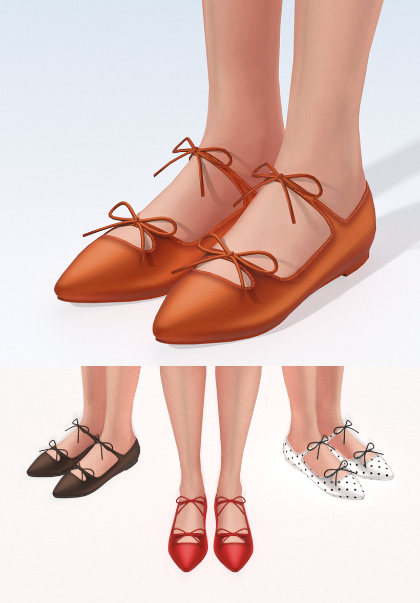 Балетки Pointed Toe Bow Flats Sims 4