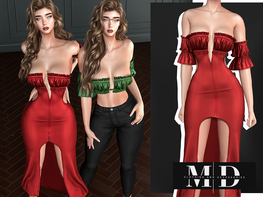 Коллекция Musa Collection Midi Dress And Delicate Silk Top Sims 4