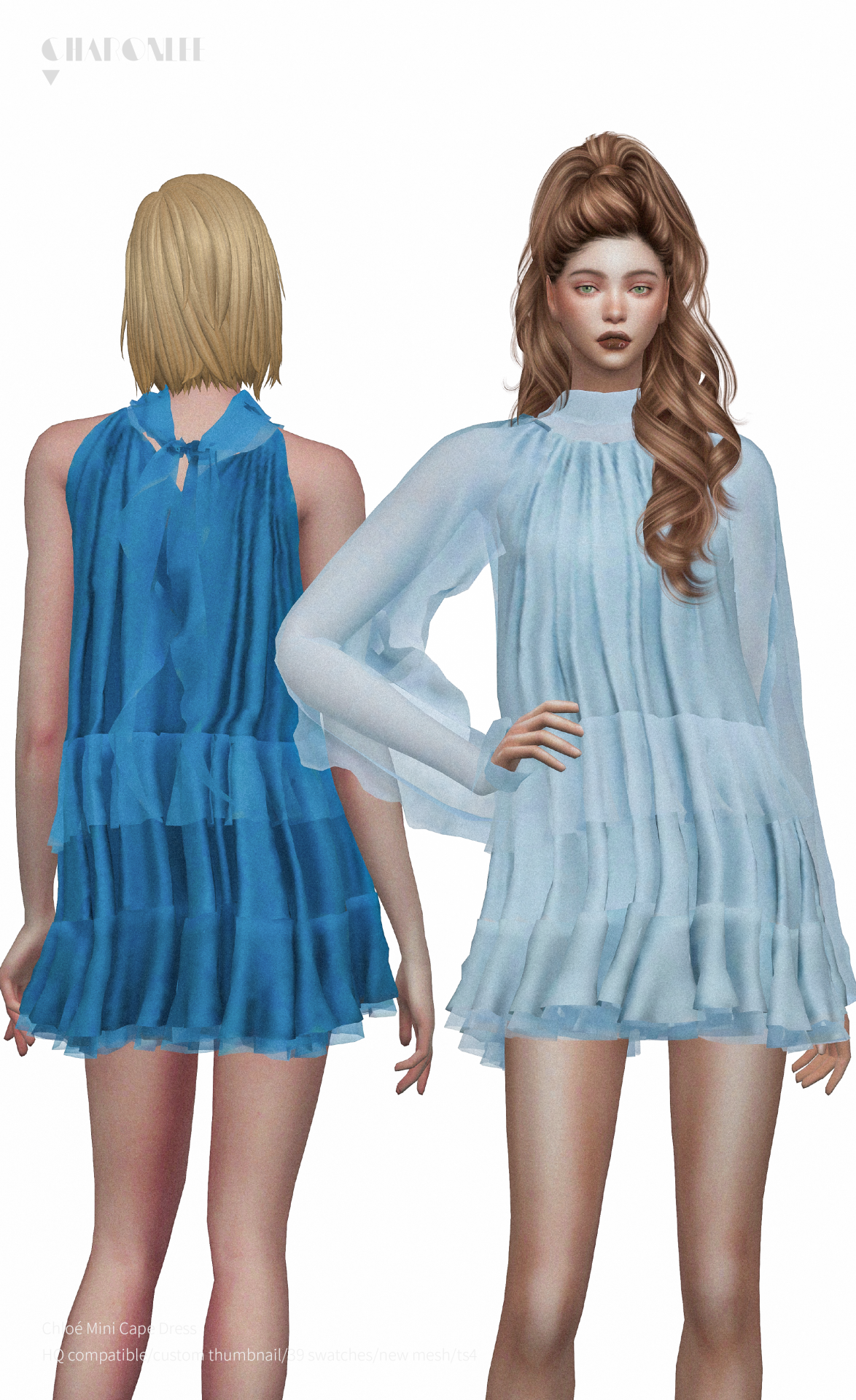 Платья Chloe Mini Cape Dress Sims 4