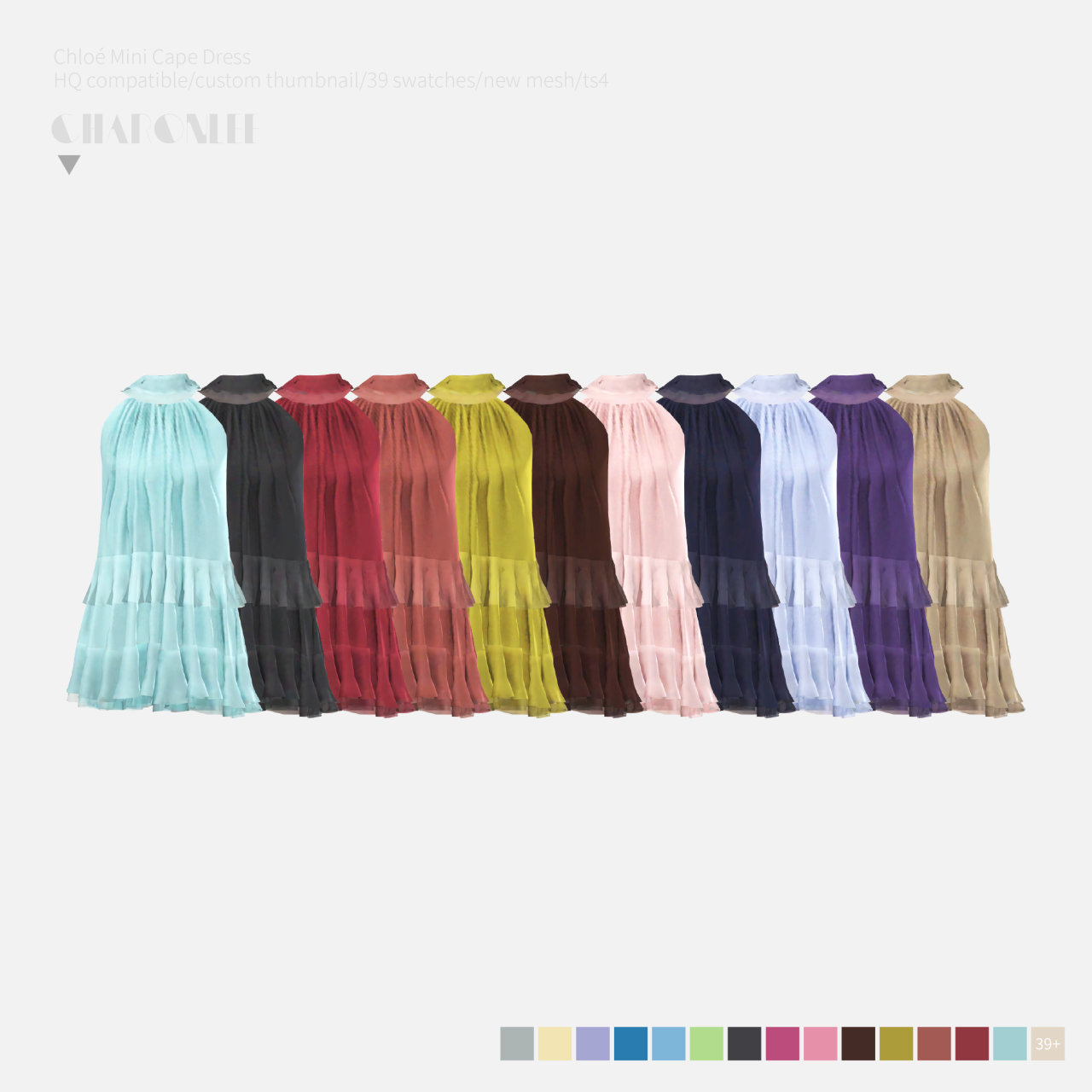 Платья Chloe Mini Cape Dress Sims 4