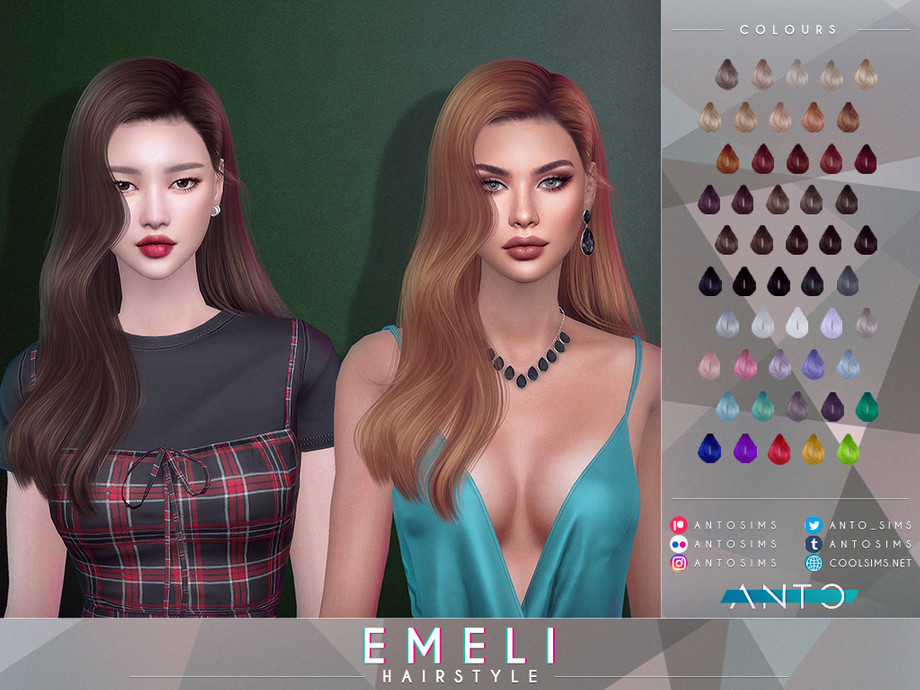 Прическа Emeli Hairstyle Sims 4