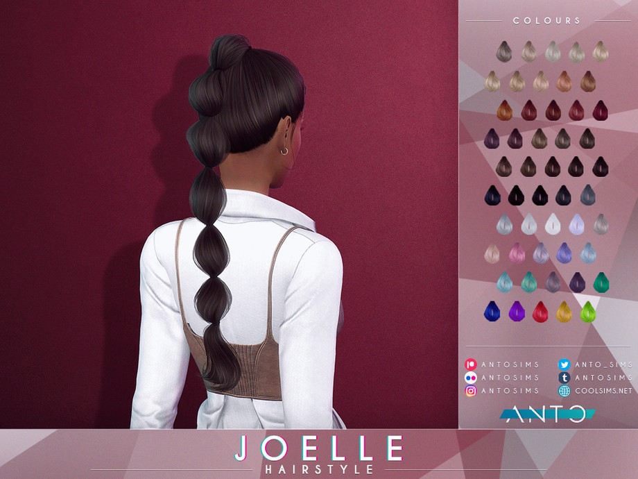 Прическа Joelle Hairstyle Back Sims 4