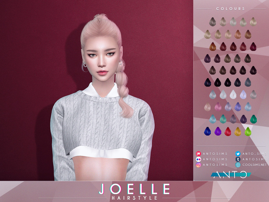 Прическа Joelle Hairstyle Front Sims 4