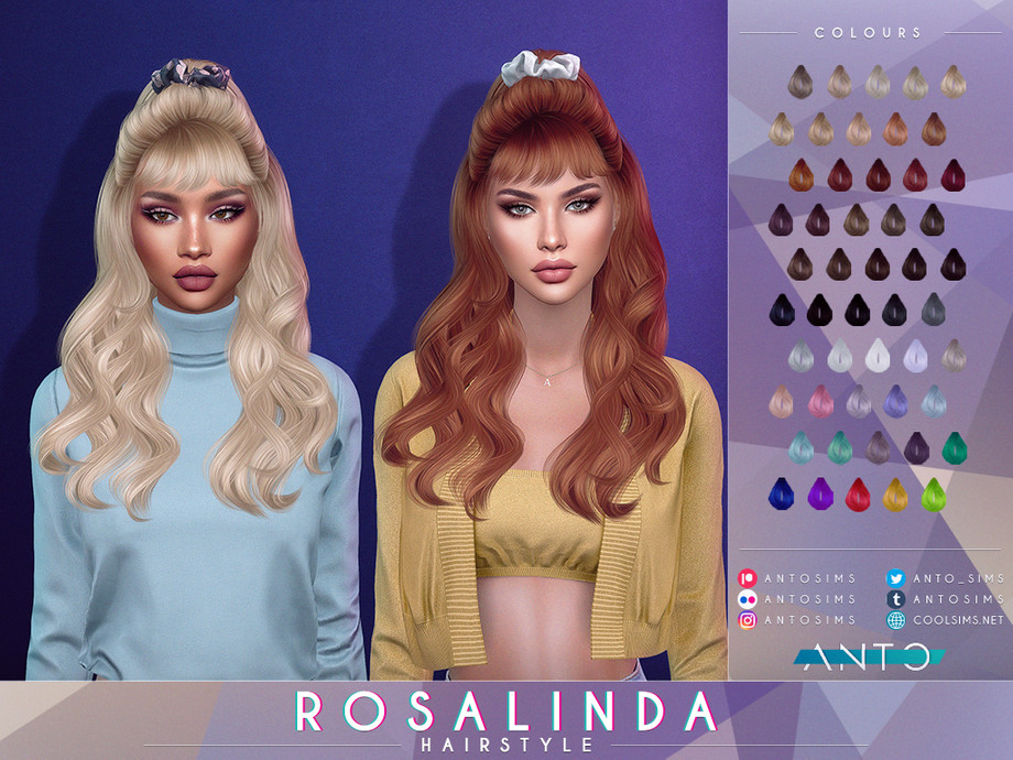 Прическа Rosalinda Hairstyle Sims 4